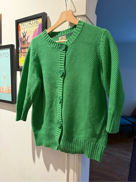 L.L. Bean Sweaters - Vintage L.L. Bean Textured Knit Cardigan – Vibrant Kelly Green